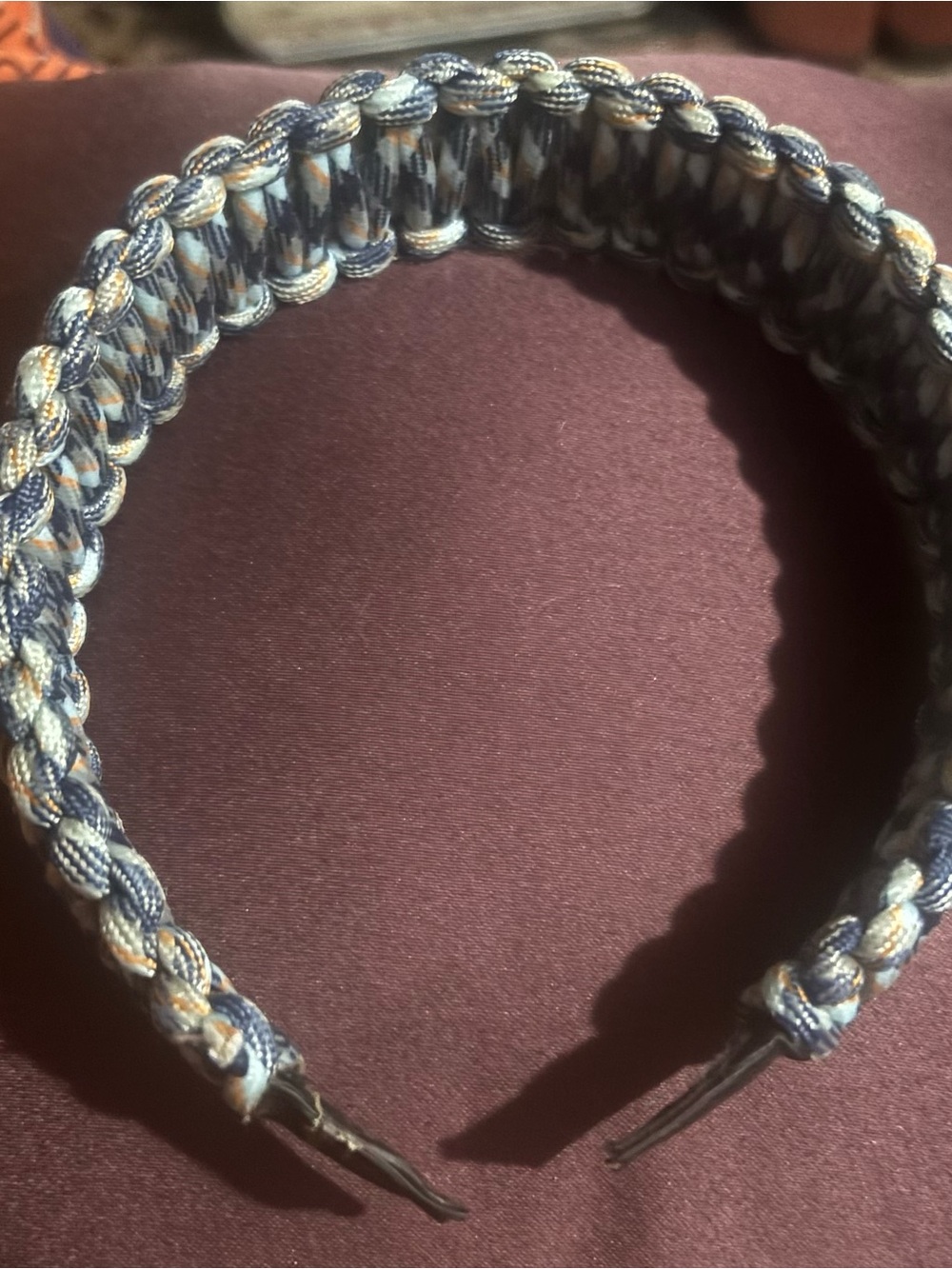 Braided Blue and Cream Fabric Headband